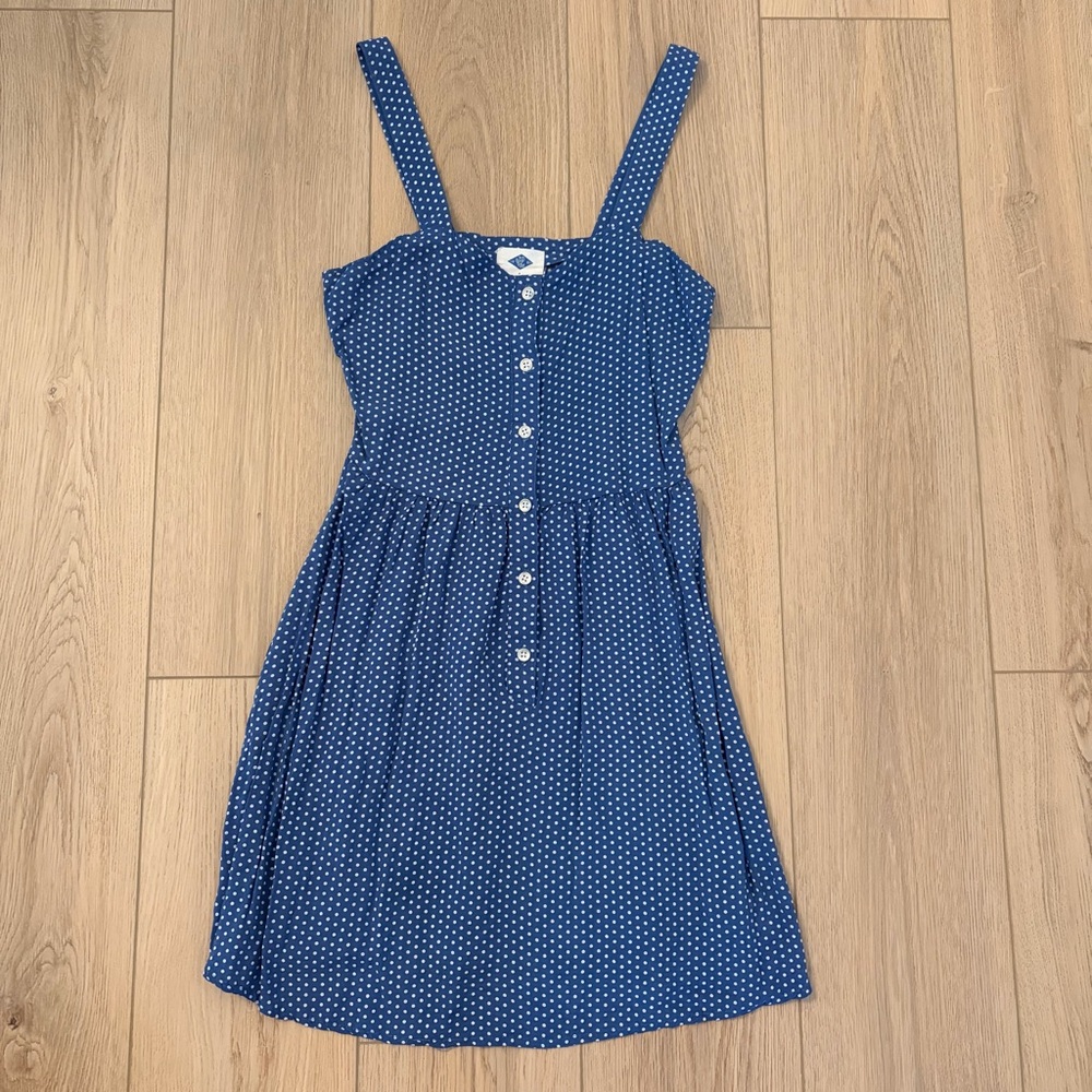 Blue Polka Dot Button-Front Sundress